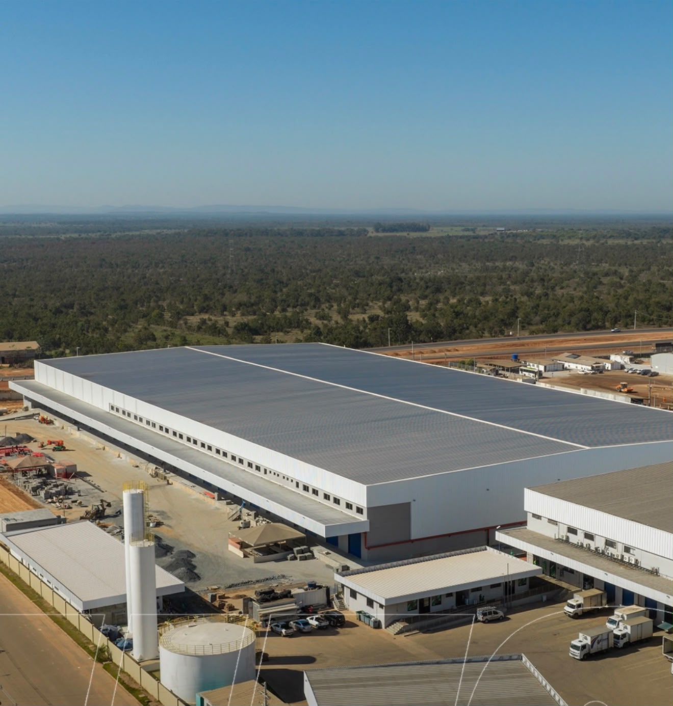 Vista aérea de galpão industrial construído pela GPM